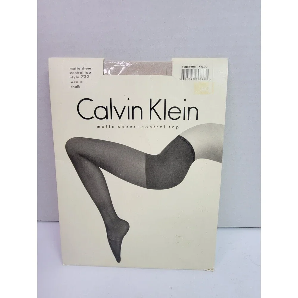 Vintage Calvin Klein Matte Sheer Control Top Pantyhose Size A Chalk Style 720...